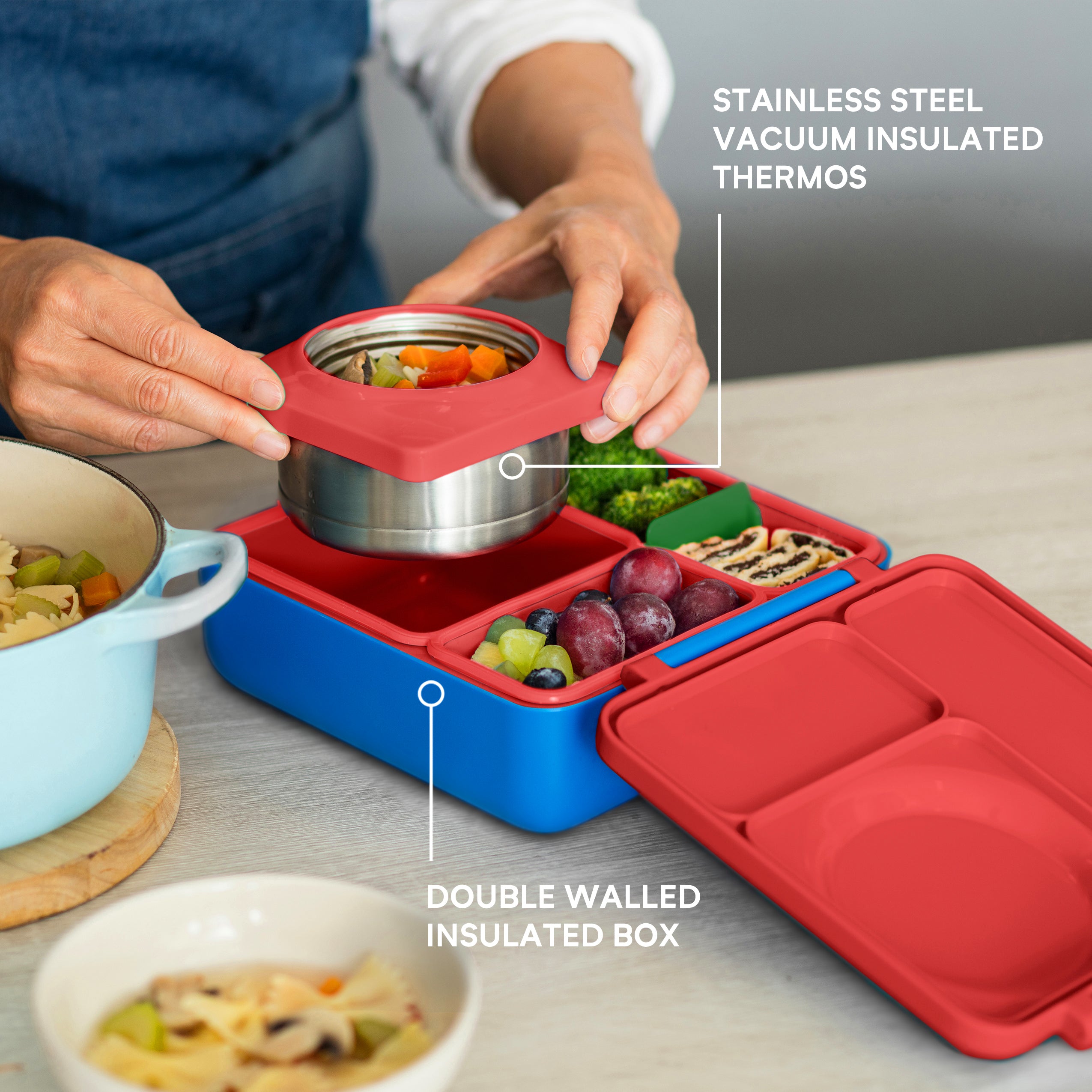 Stainless Steel Thermos Food Container Thermal Lunch Box For Kids Round  Heat NEW