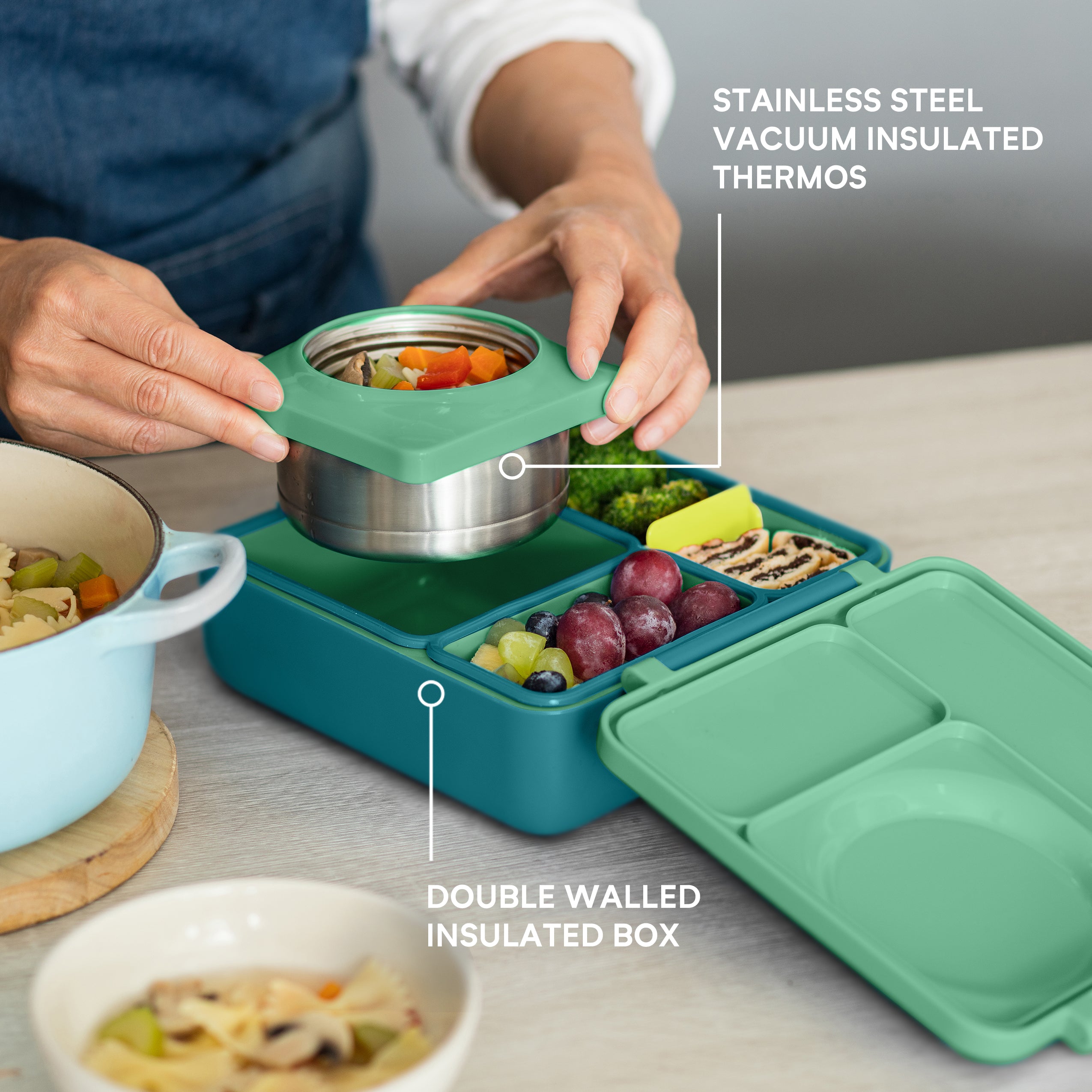 2023Stainless Steel Kids Lunch Box Work Food Storage Insulated